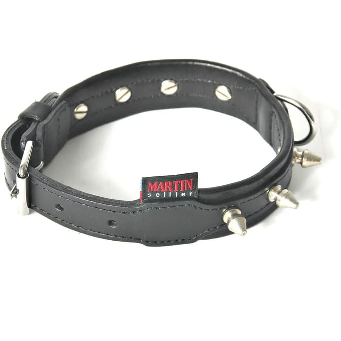 Hondenhalsband van leren rundleer met studs Martin Sellier