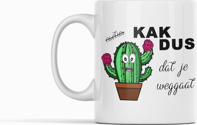 Witte koffie mok / beker met tekst. KAK dus