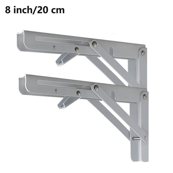 Zware Opvouwbare Plankdragers Wandmontage Voor Werkbank Tafel Met Schroeven 8 Inches wit