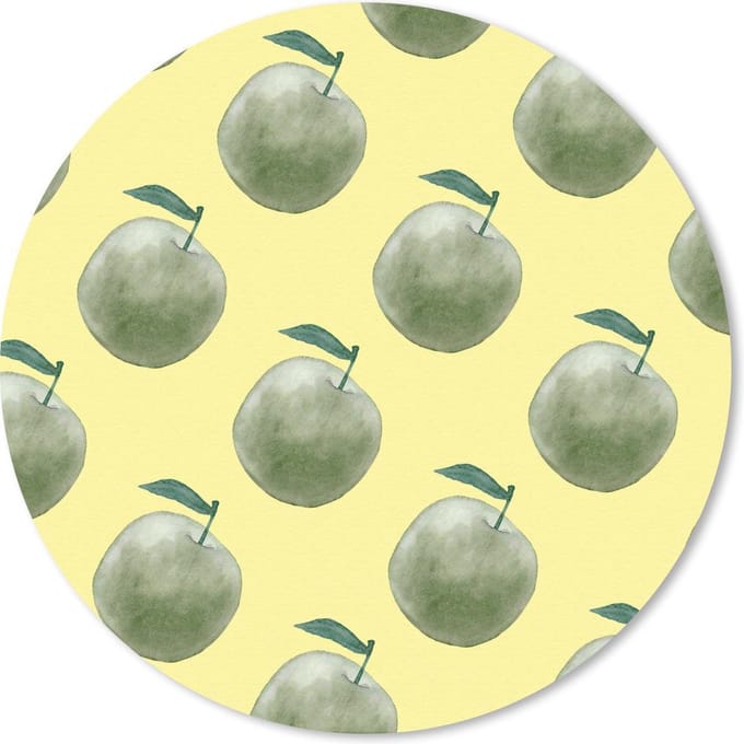 Muismat rond 20x20 cm - Mousepad Appels - Fruit - Groen - Ronde muismatten