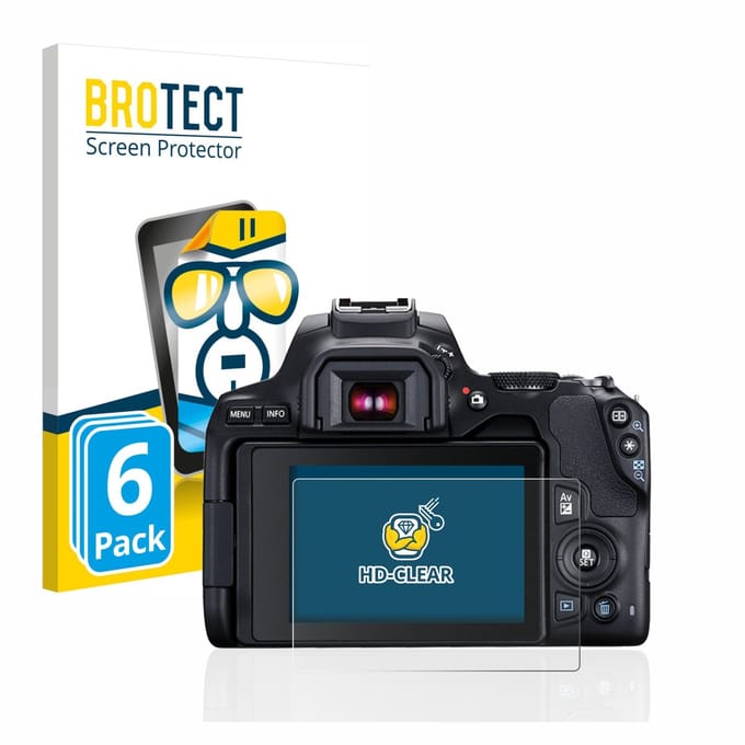 BROTECT - Screenprotector voor Canon EOS 250D - Folie Beschermfolie transparant 6 Stuks