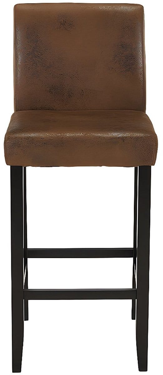 Vente-unique Set van 2 barkrukken SANTOS - Microvezel leerlook - Donkere houten poten