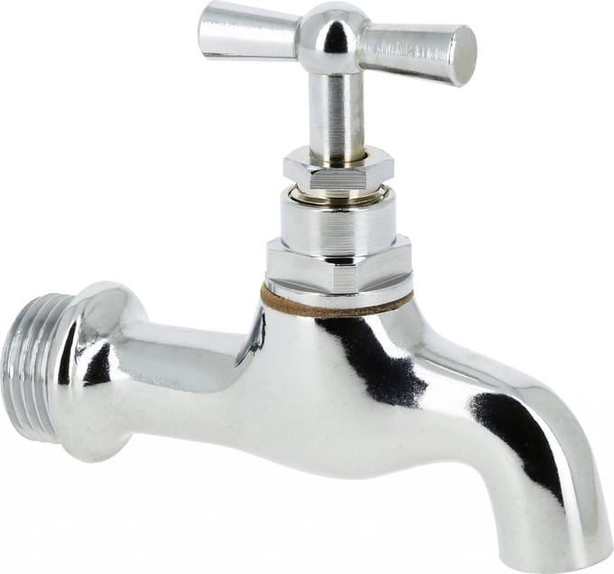 Sanitaire - messing - verchroomde-  tapkraan - 1 -2" - bu.dr. - met gladde uitloop