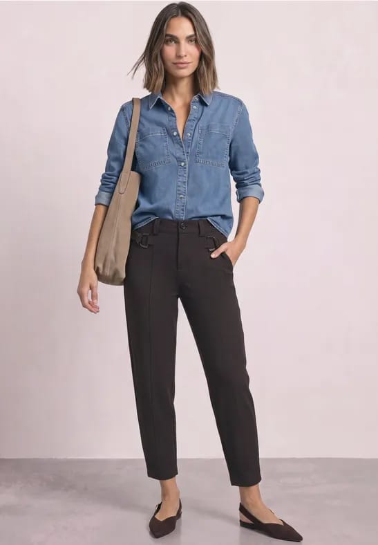 Barrel Leg broek met gespdetail