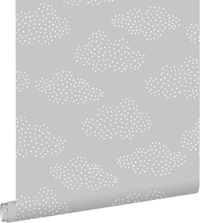 ESTAhome behang wolkjes grijs - 50 x 900 cm - 139517