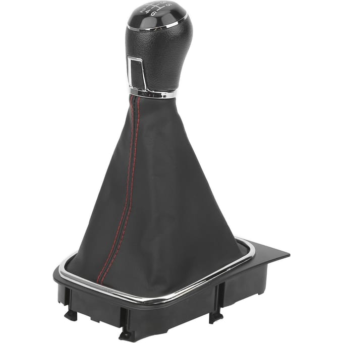 PU Leer Schakelknop met Stofdichte Hoes 6 versnellingen black