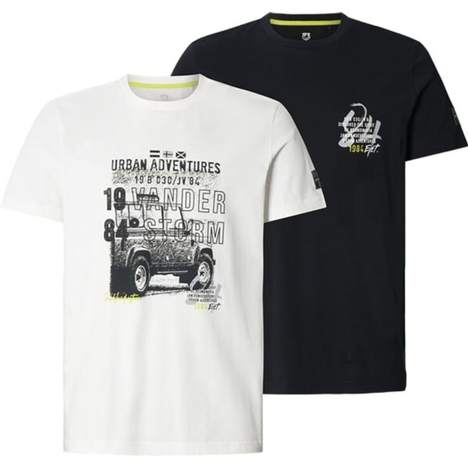 Jan Vanderstorm herren T-Shirts, Set Van 2 - 56/58 - wit - Plus Size