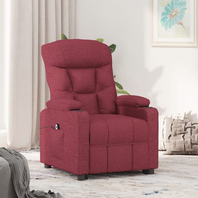 vidaXL - Fauteuil - verstelbaar - elektrisch - stof - wijnrood