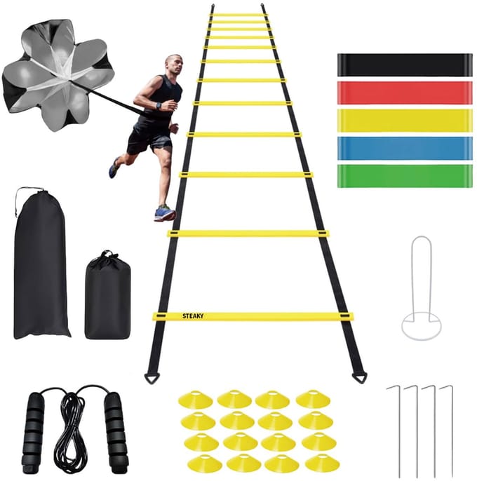 Unyqoos® Complete set voor snelheid en coördinatie training met ladder en accessoires