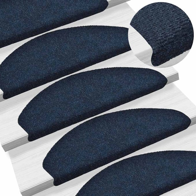 vidaXL - Trapmatten - Zelfklevend - 5 - stuks - 65x21x4 - cm - Marineblauw - Halfrond - Groot