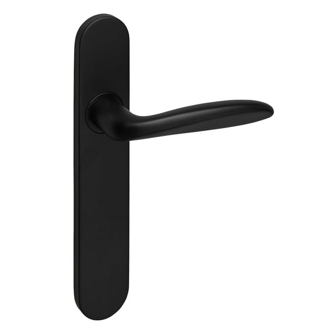 Lavuzo deurkruk Benevento Zwart met afgerond schild | Per set | Deurklink met schild