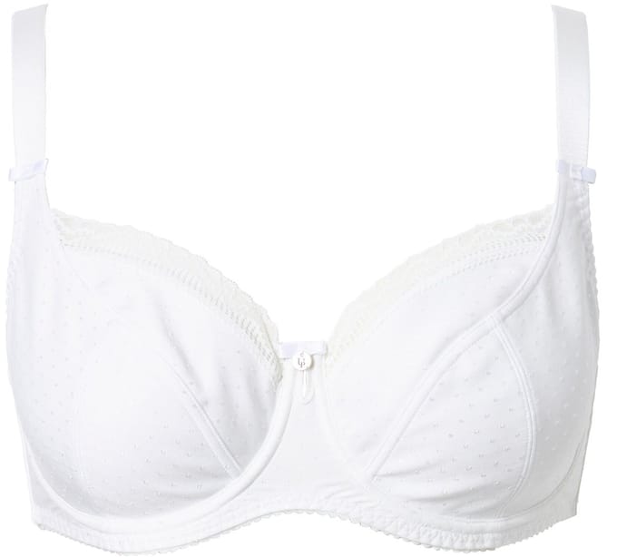 Ulla Popken - Dames - Beugelbeha jacquard kanten rand - Off-white - Maat 105G