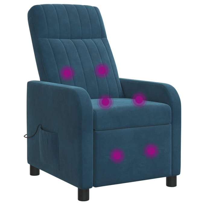 vidaXL - Massage - Relaxstoel - Blauw - fluweel