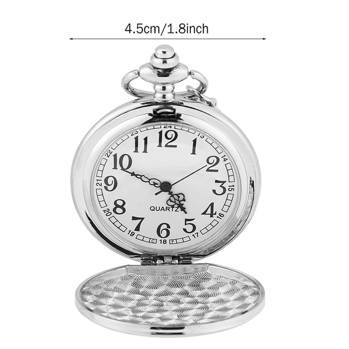 Klassiek Quartz Analoog Glad Zakhorloge Ketting Hanger met Ketting Zilver white