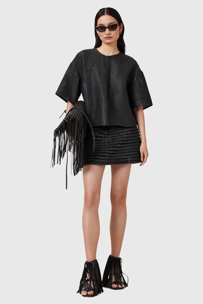 AllSaints Krindle Lea Skirt Black Taglia: 2 | Minigonne Outlet | Donna | Nero