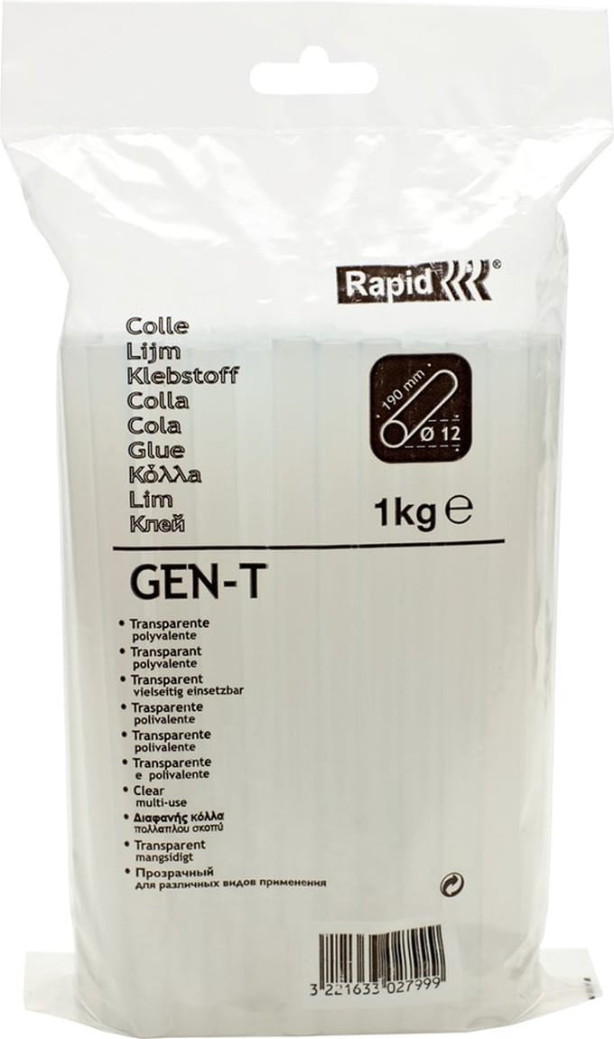 Rapid Gen-T - Lijmpatronen 12x190 mm - 1KG zak - Transparant