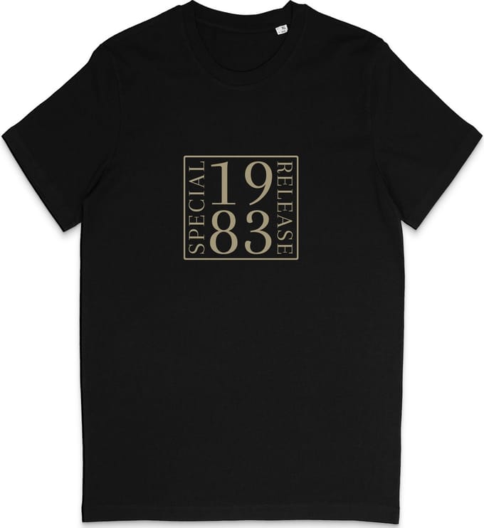 1983 Geboortejaar T Shirt Heren Dames - Zwart - Maat M