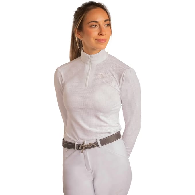 Dames wedstrijdpolo met lange mouwen Pénélope Bruges Mesh