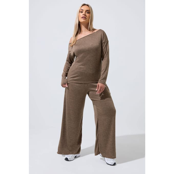 Limited Collection Naturelbruine Broek Met Wijde Pijpen Size 48