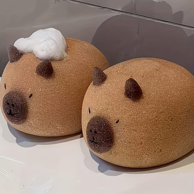 1 éponge de bain en forme de capybara pour le bain et le corps, exfoliante, pour la maison, pour la douche de bébé, en forme d'animal de dessin animé café