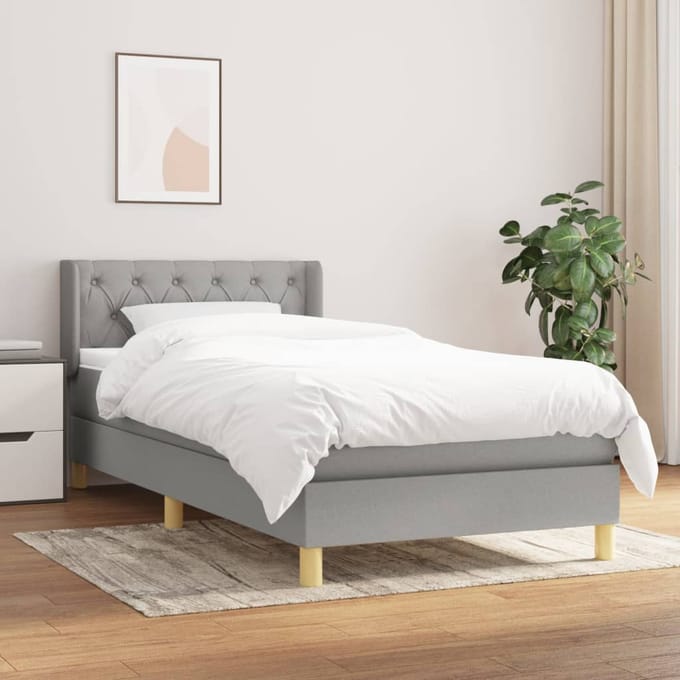 vidaXL - Boxspring - met - matras - stof - lichtgrijs - 80x200 - cm