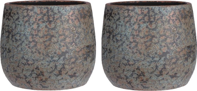 Mica Decorations Bloempot - 2x - keramiek - kamerplanten - koper - D31 x H38 cm