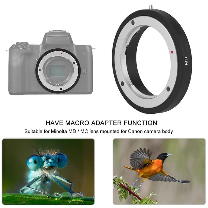 MD-EOS Mount Lens Adapter Ring Close-up voor Minolta MD MC naar voor Canon EF Mount Camera's white