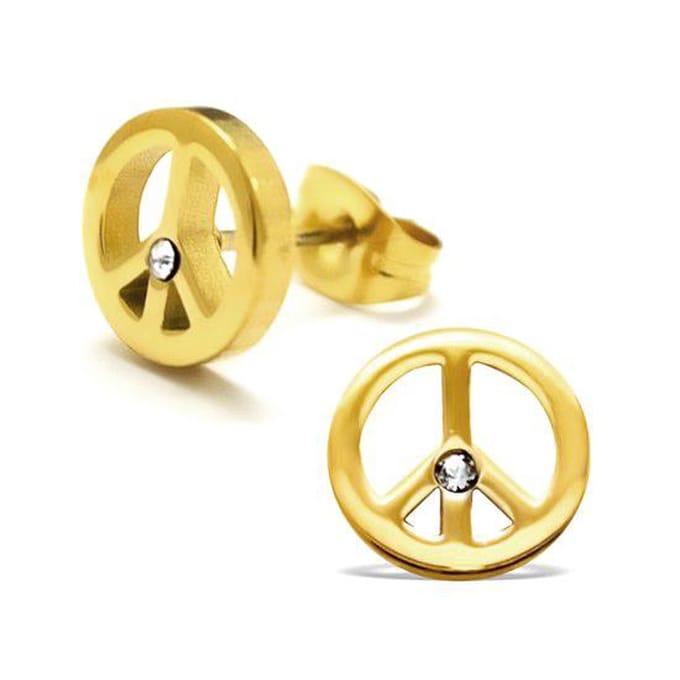 Amanto Oorbellen Brett Gold - 316L Staal - Peace - Ø9mm