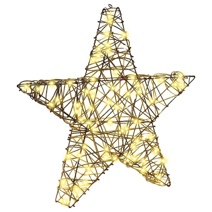 vidaXL - 3D - Ster - 50 - LED's - Warmwit - 55 - x - 52.5 - x - 9 - cm - Rattan