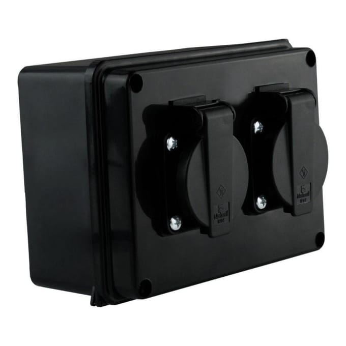 Hermetische Doos Met 2X230V Schuko Stopcontacten Ip54 Opbouw Kracht