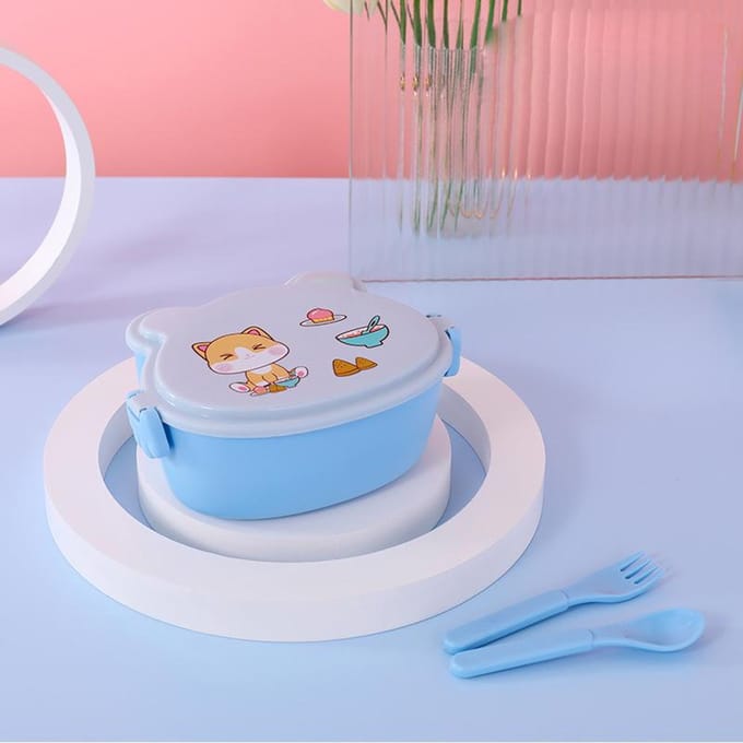 Schoolkinderen Draagbare Bento Met Vork En Lepel Lunchbox Lekdicht Plastic Anime Magnetron Voedselcontainer Schoolkind Lunchbox