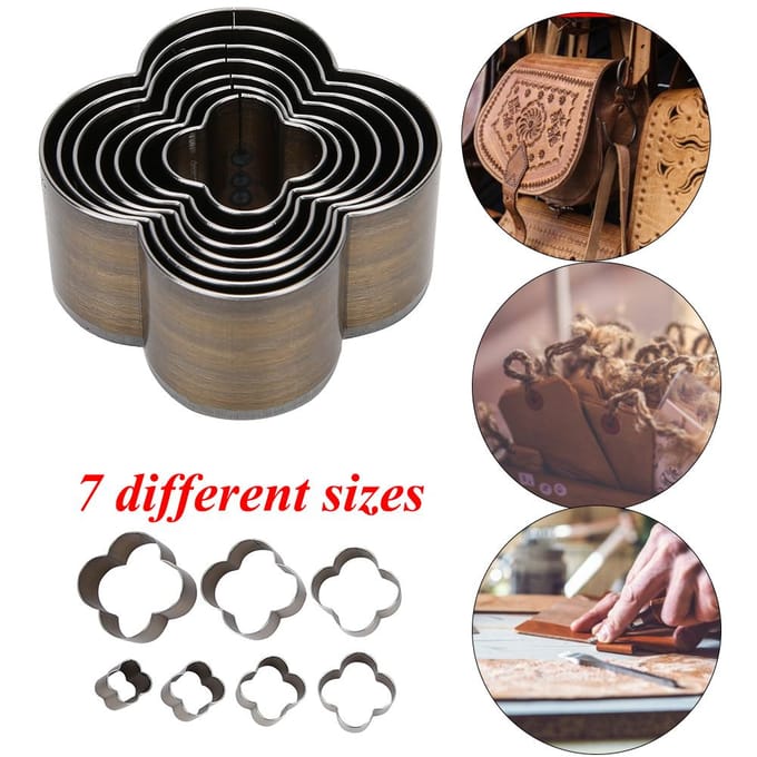 7PCS Lederen Stansmes Hoog Koolstofstaal Lederen Snijmal DIY Handgemaakte Ponsmal black