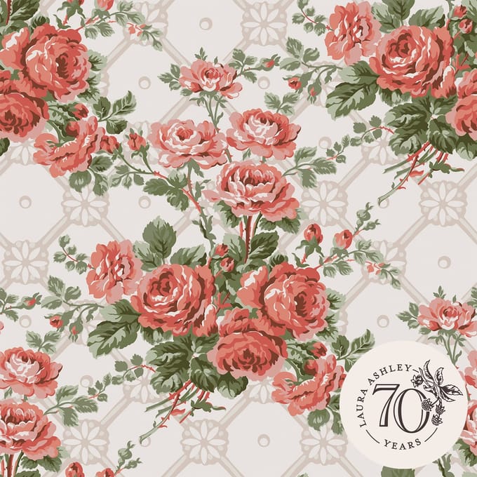 Laura Ashley Country Roses Behang - Bloemen - 10mx52cm - Roze