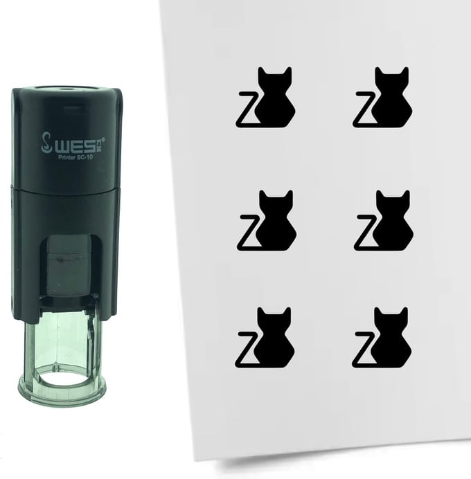 CombiCraft Stempel Kat 10mm rond - zwarte inkt