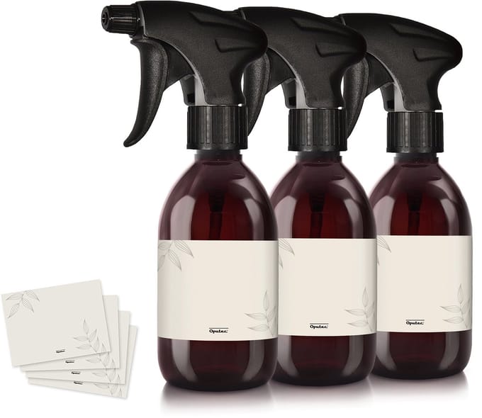 Oputec 3x 300ml sprayflessen – bruin – lege sprayflessen met ergonomische sproeikop