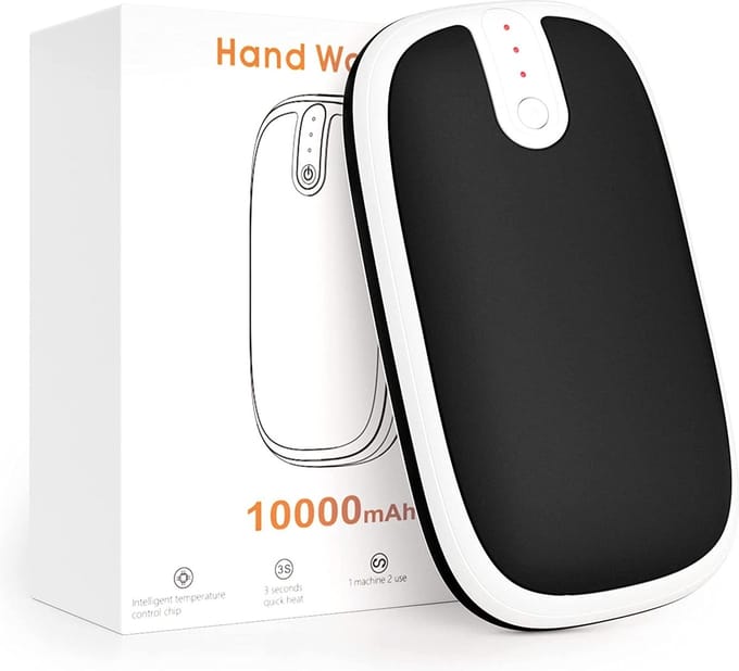 10000mAh USB-C Powerbank handverwarmer - Zwart