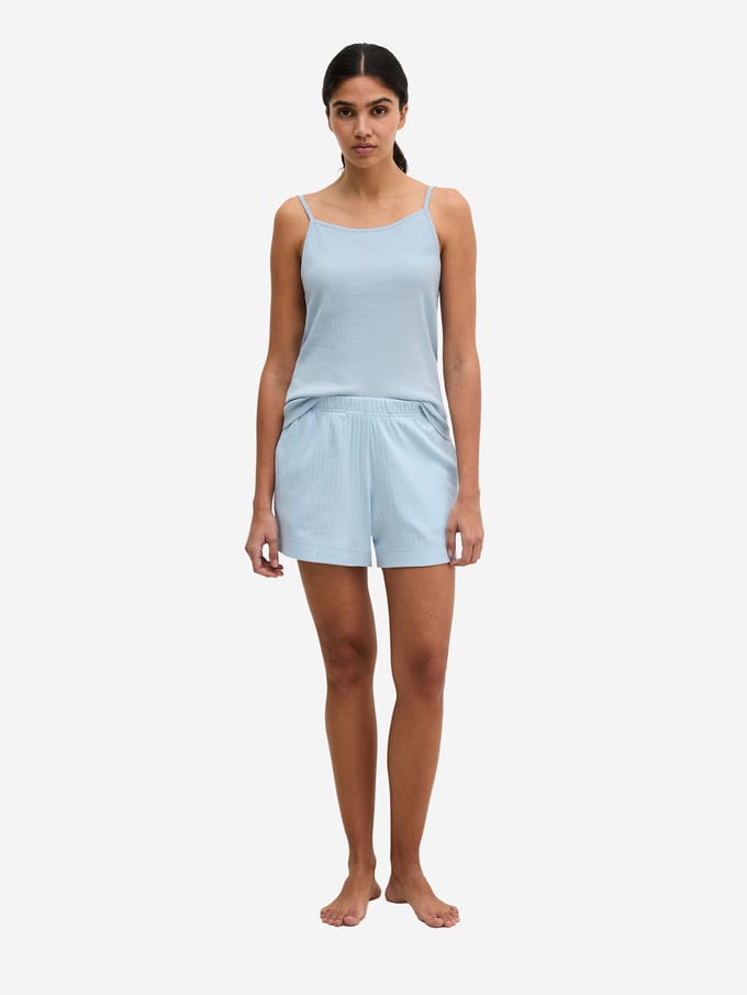 MARC O’POLO lounge shorts blauw geribde katoen (xl)