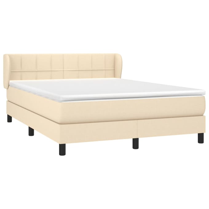 vidaXL - Boxspring - met - matras - stof - crèmekleurig - 140x200 - cm