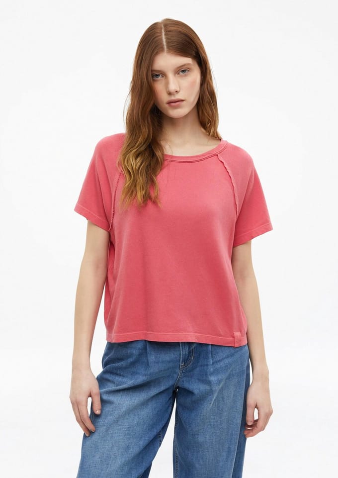 s.Oliver - female - T-shirt met kledingstukverf en open randen