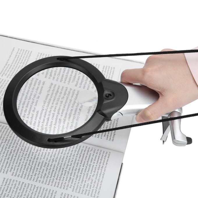 26X Dubbele LED Leesloep Handheld Nekdragen Multifunctionele Tafel Werkende Vergrootglas