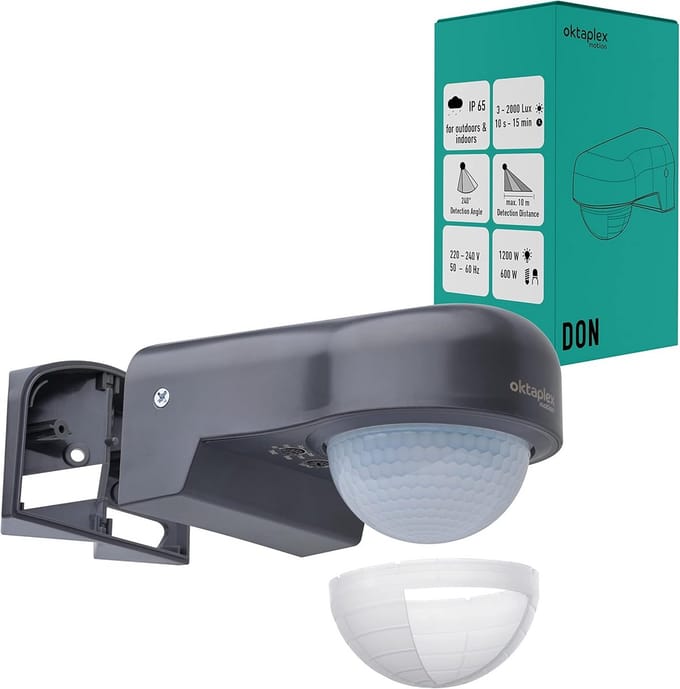 Buitenbewegingsmelder 230V IP65 Draai- en verstelbaar met 240° PIR Sensor en 10m Bereik