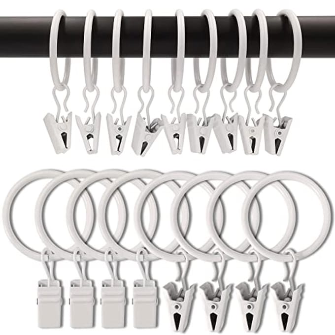 Gordijnringen met Clips - Set van 90 - 3,2 cm Binnendiameter - Witte Clips voor Gordijnen