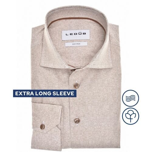 Ledûb Overhemd Extra Long Sleeve Allover Multi Mini Dot Mouwlengte 7 Midden Bruin / male