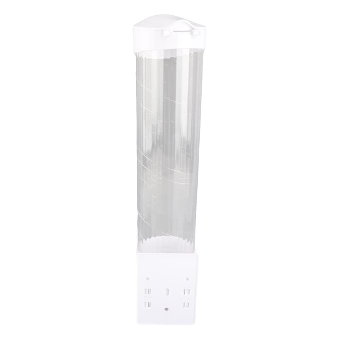 Stofdichte papieren bekerdispenser plastic houder 7,5 cm 50 bekers handige container white