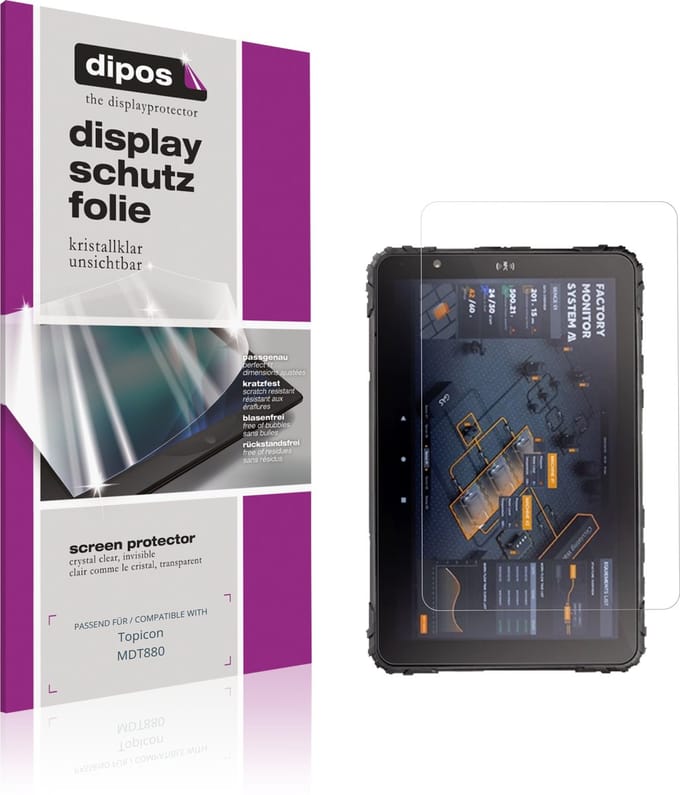 dipos – 2x Beschermfolie geschikt voor Topicon MDT880 | Krasbestendige & heldere Screenprotector Ultra-Thin