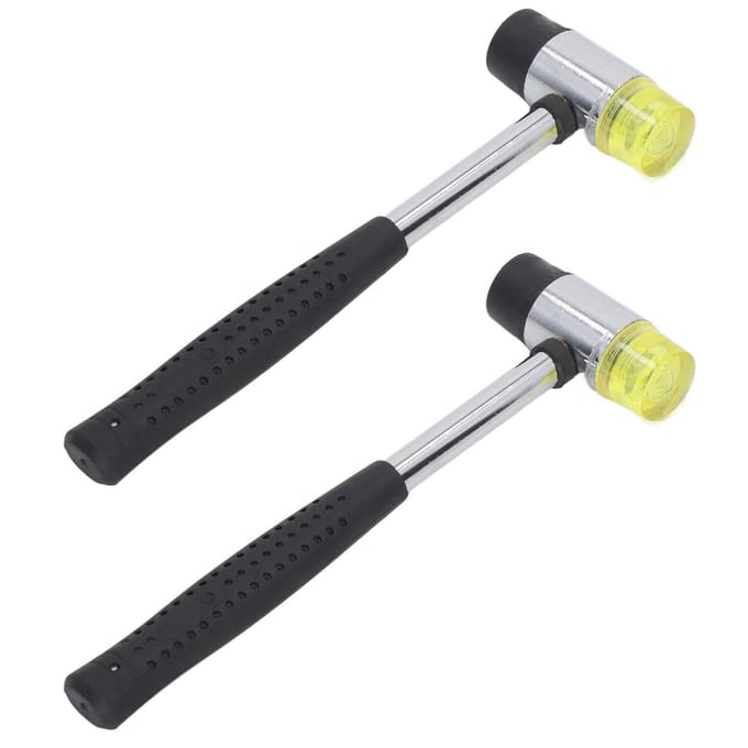 2 stuks Rubberen Hamer 25mm Hol Staal Antislip Handvat Rubberen Hamer met Afneembaar Einde voor white