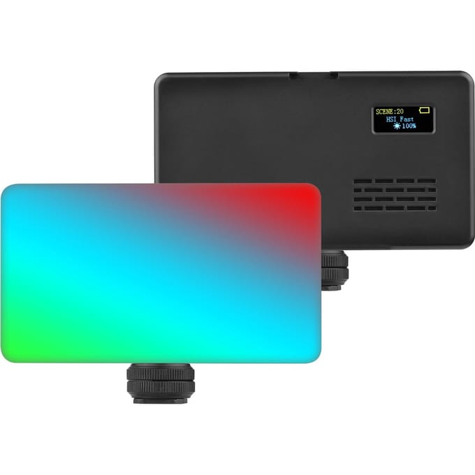 Zakformaat RGB Videolamp LED Invullicht 2500K9000K Dimbaar 20 Lichteffecten Ingebouwde Batterij zwart