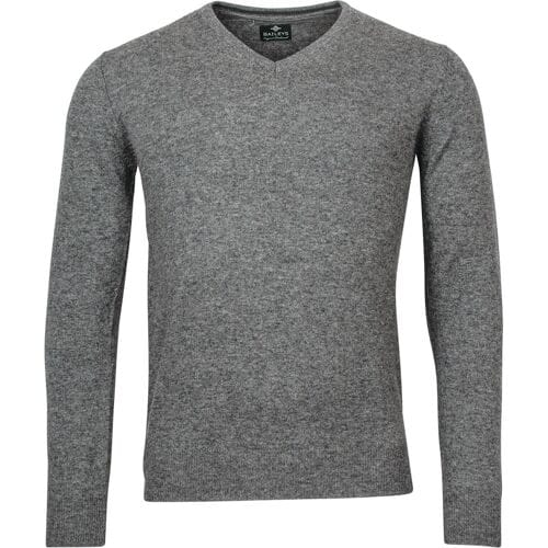 Baileys Trui V-Neck Lambswool Uni Color Single Knit Grijs / male