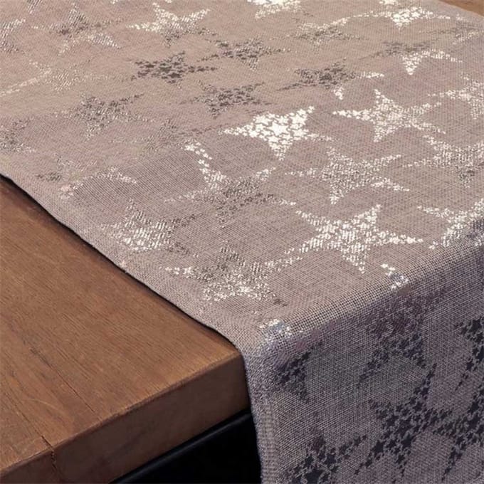 Unique Living | Tafelloper Stars 42x150cm grey/silver