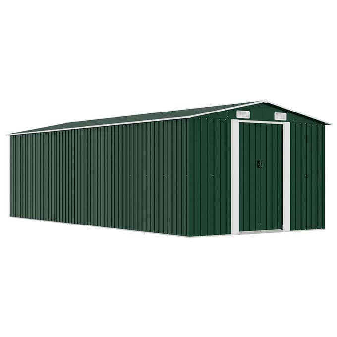 vidaXL - Tuinschuur - 257x580x181 - cm - metaal - groen